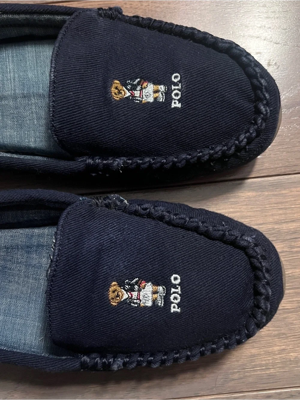 Polo by Ralph Lauren Declan Navy Embroidered Polo Bear Moccasin Loafers